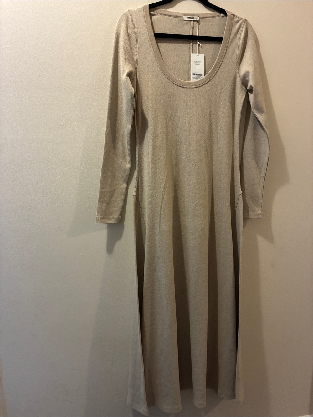 Buck Mason NWR - Long sleeve Scoop Neck Maxi Dress in Beige - women’s large